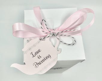 Personalized Tea Party Favor Tags | Custom Teapot Card Bridal Shower | Thank You Note on Favors