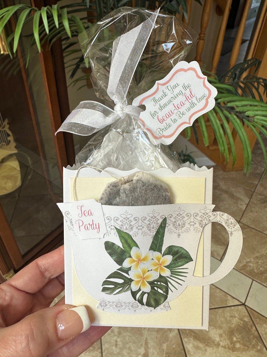 3 Plumerias Beauteaful Hawaiian Tea Party Favor Box & Bag Wedding