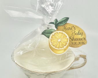A Little Sunshine Is On The Way Lemon Favor Tags, Personalized Tea Party Baby Shower Amalfi Summer Sip of Lemonade Sprinkle Decorations