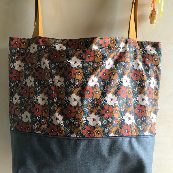 Sac cabas fleurs imperméable