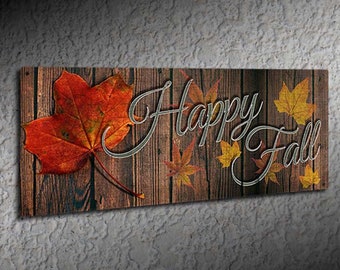 Happy Fall Wood Looking Metal Sign • Faux Wood Look • Customizable • Color Imprint On Rustproof Aluminum • Made In USA •THC2125-A