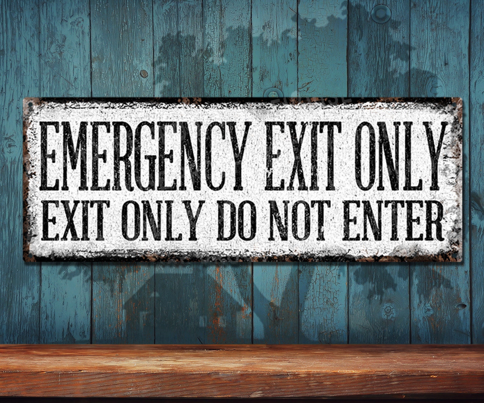 Emergency Exit Only Sign Do Not Enter - Metal Rustproof - Distressed ...