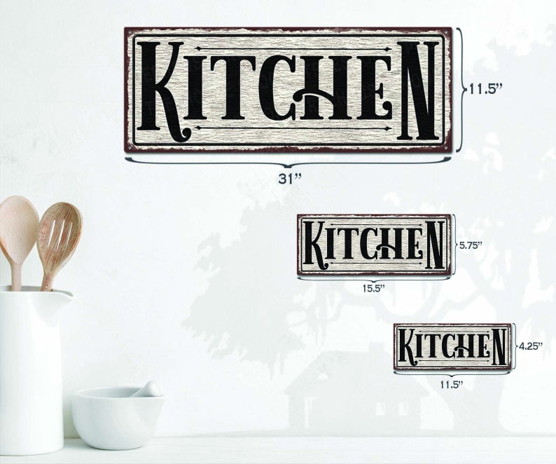 Kitchen Sign Distressed White Rustic Looking Aluminum Sign Color Imprint On Rustproof Aluminum THC2496-A image 4