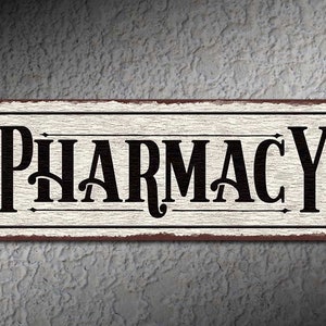 Pharmacy Distressed White - Rustic Looking Aluminum Sign - Color Imprint On Rustproof Aluminum - Made in the USA - THC2129-A
