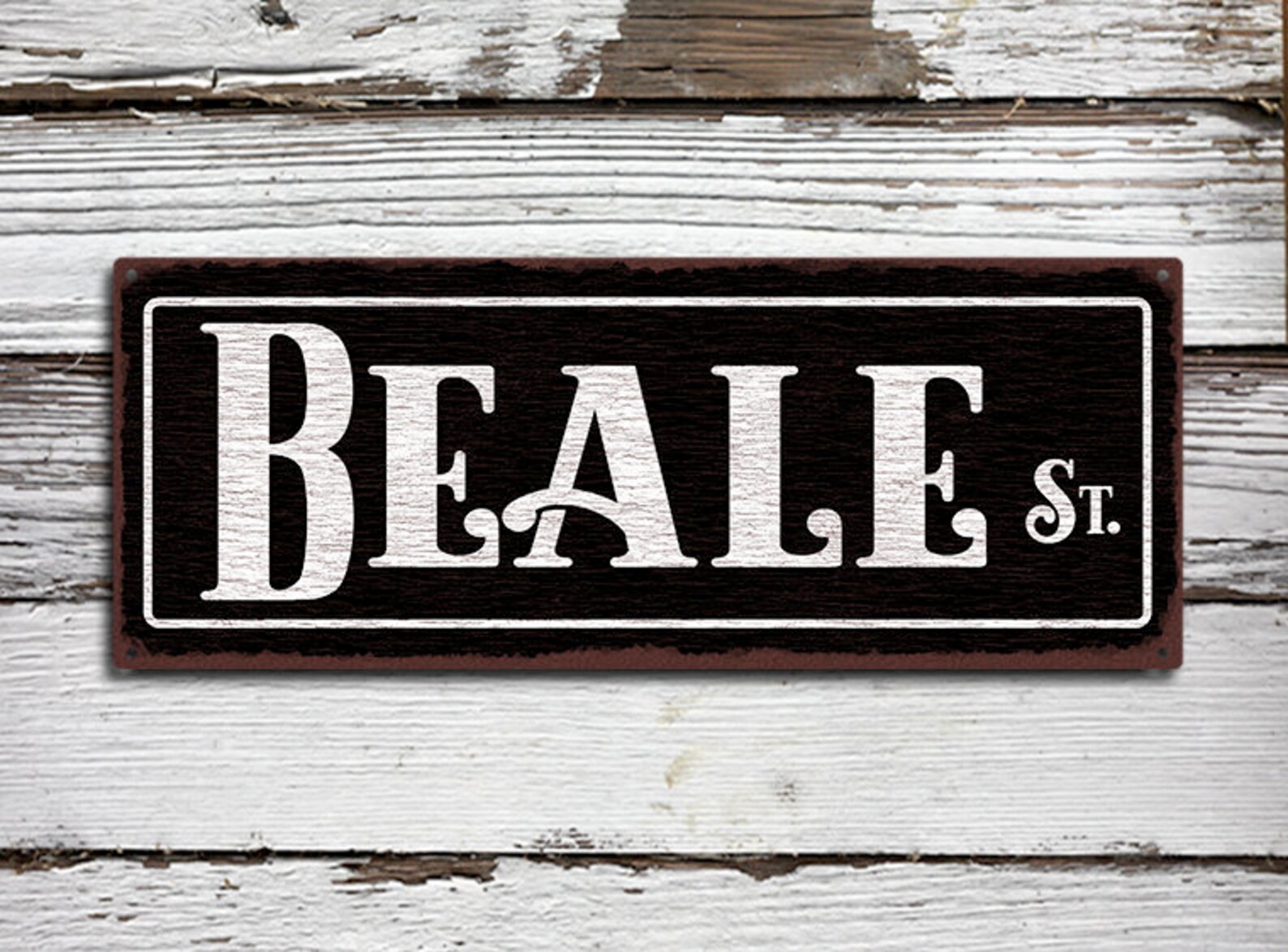 Beale Street Rustic Looking Aluminum Sign Color Imprint on - Etsy