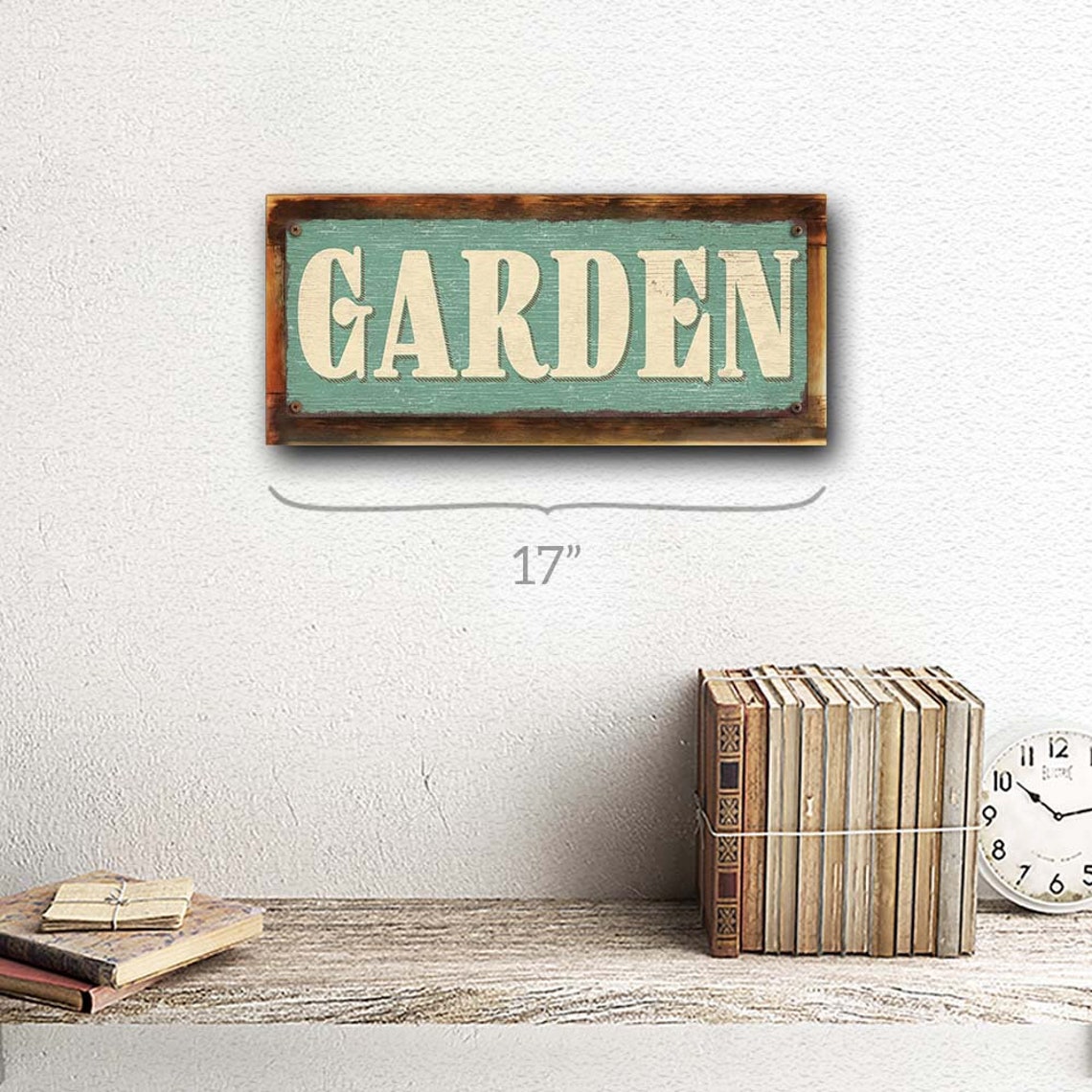 Garden Metal Sign Vintage Looking Green Garden Sign Etsy