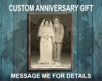 18" X 24" CUSTOM • Anniversary Metal Sign - 12" X 16"/ 9"x12" Also Available Full Color Imprint On Metal - Art Charges Apply Message Me