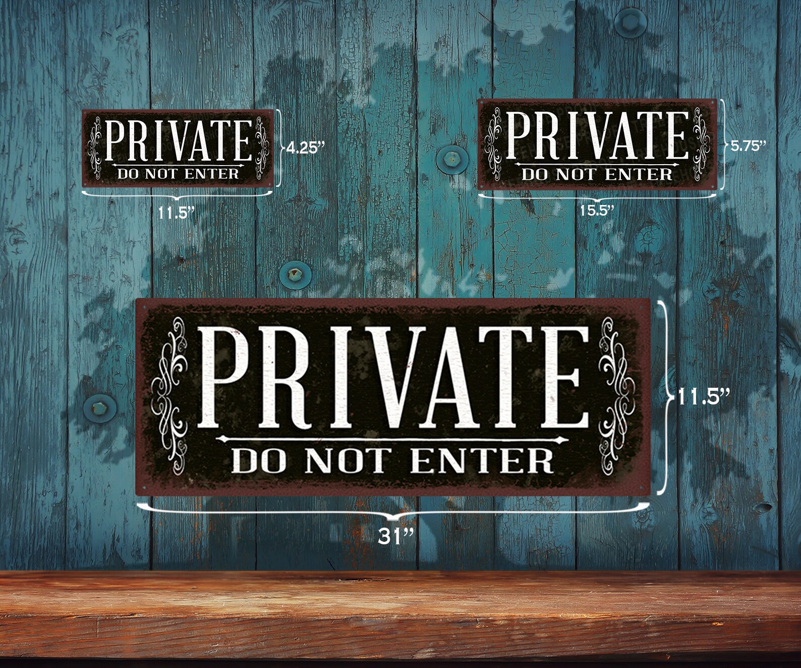 Private Do Not Enter Metal Sign: -serif Black Rustic Looking Sign ...