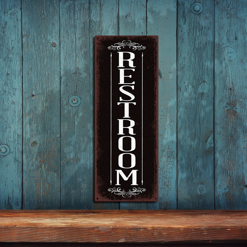 Restroom Vertical Sign Black Rustic Looking Aluminum Sign - Etsy