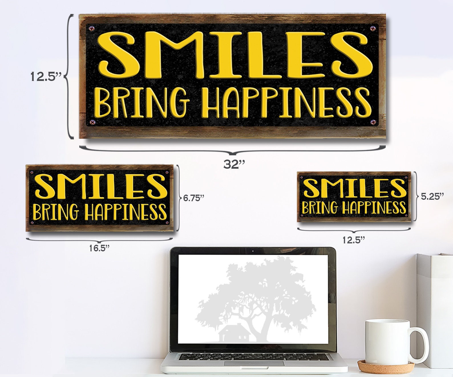 Smiles Bring Happiness Metal Sign :rustic Looking Color Imprint on
