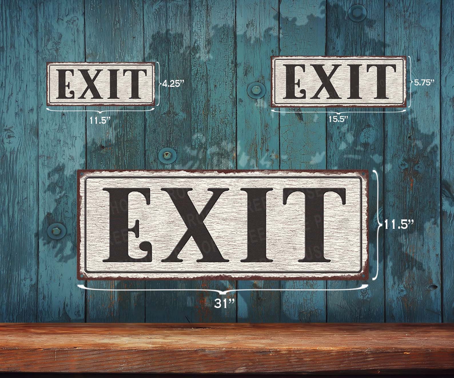 Exit Metal Sign - White Rustic Looking Metal Sign • Customizable Color ...
