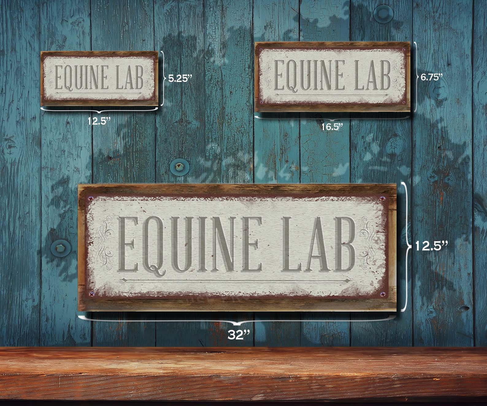 Equine Lab Metal Sign - Antique White Rustic Looking - Color Imprint ...