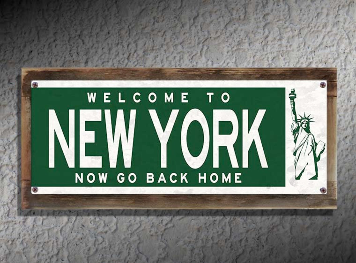 to New York 6x16 4x12 Rustic Metal Street Sign Etsy