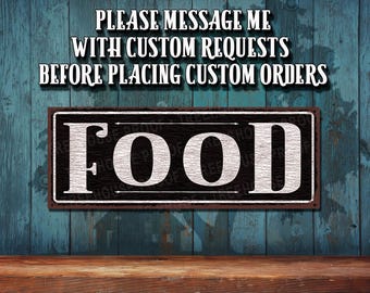 Food Metal Sign • Customizable • Color Imprint On Rustproof Aluminum • Farmhouse Style Bar Decor - THC20100-A