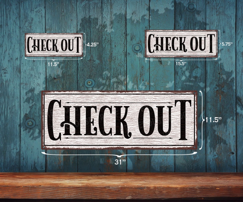 Check Out Sign Color Checkout Sign No Arrow Distressed White Rustic Looking - Etsy