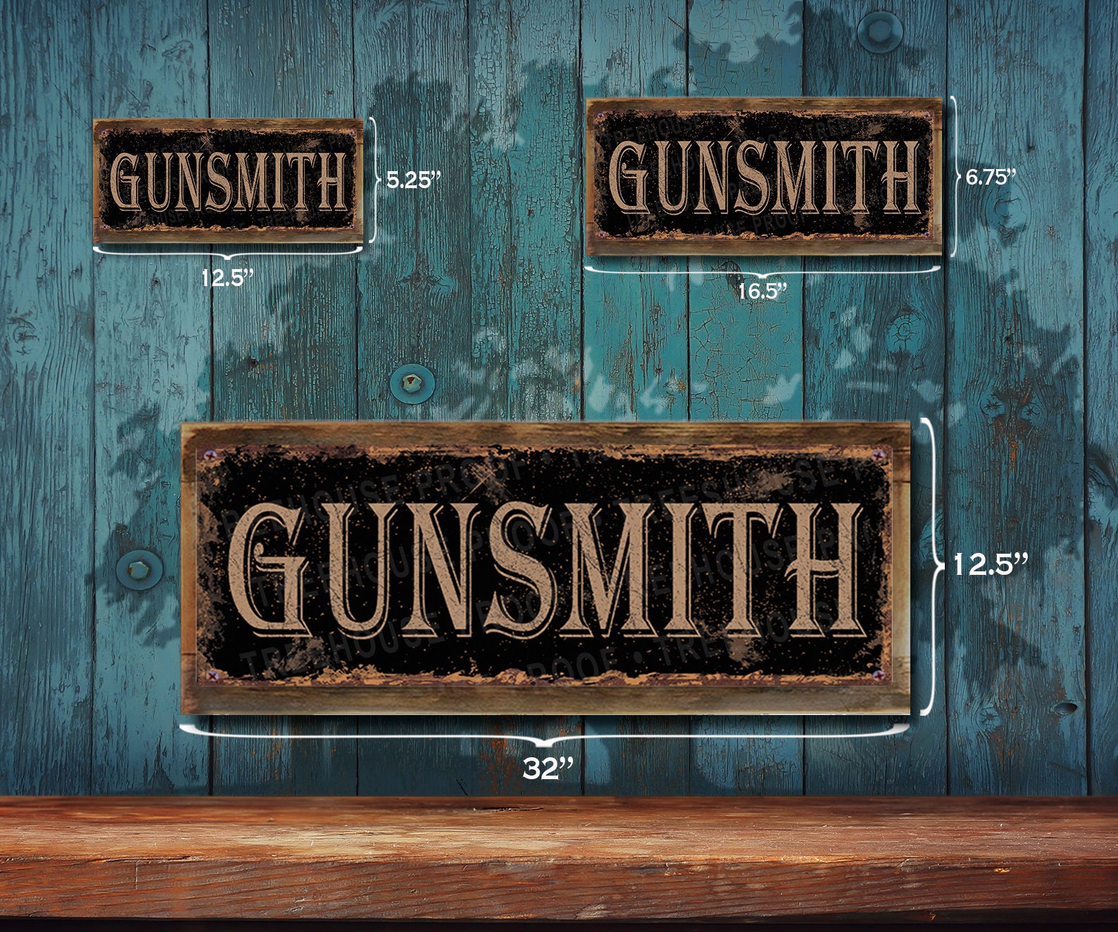 Gunsmith Metal Sign: Black & Brown Distressed Rusted Looking Sign ...