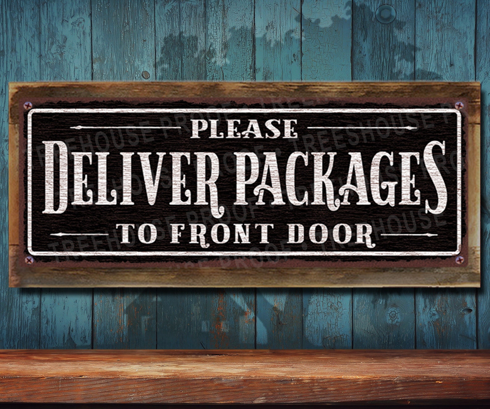 Rustic Packages Sign Deliver Packages to Front Door Metal Sign: Black Rustic Looking ...