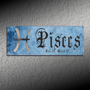 Pisces ZODIAC Elemental Background Metal Street Sign • Full Color Imprint on High Quality Metal • Made In USA • 6&quot;x16&quot; • 4&quot;x12&quot; THC2149-A