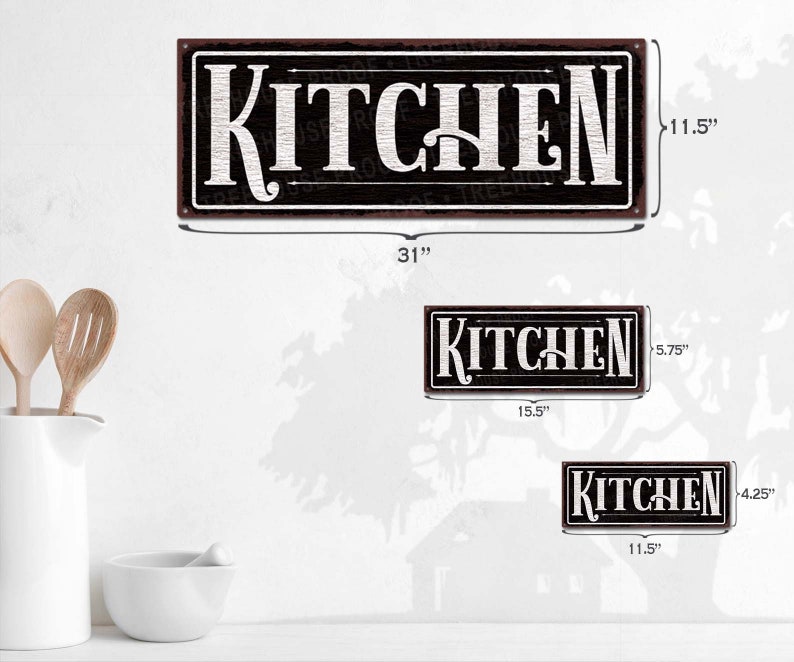Kitchen Metal Sign - Black Rustic Looking Aluminum Sign - Full Color ...