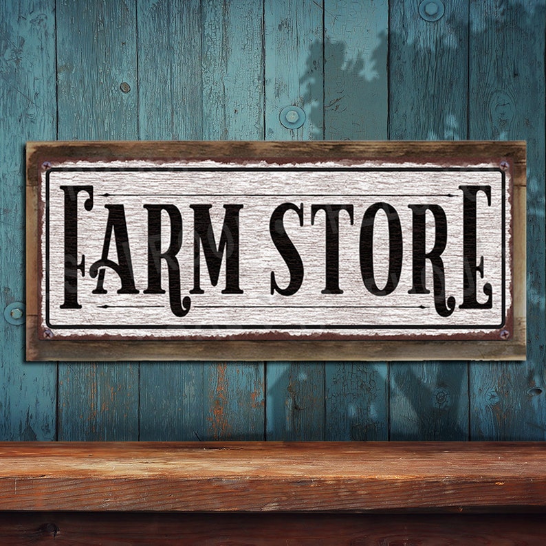 Farm Store Sign Metal Sign - White Rustic Looking Aluminum Sign ...