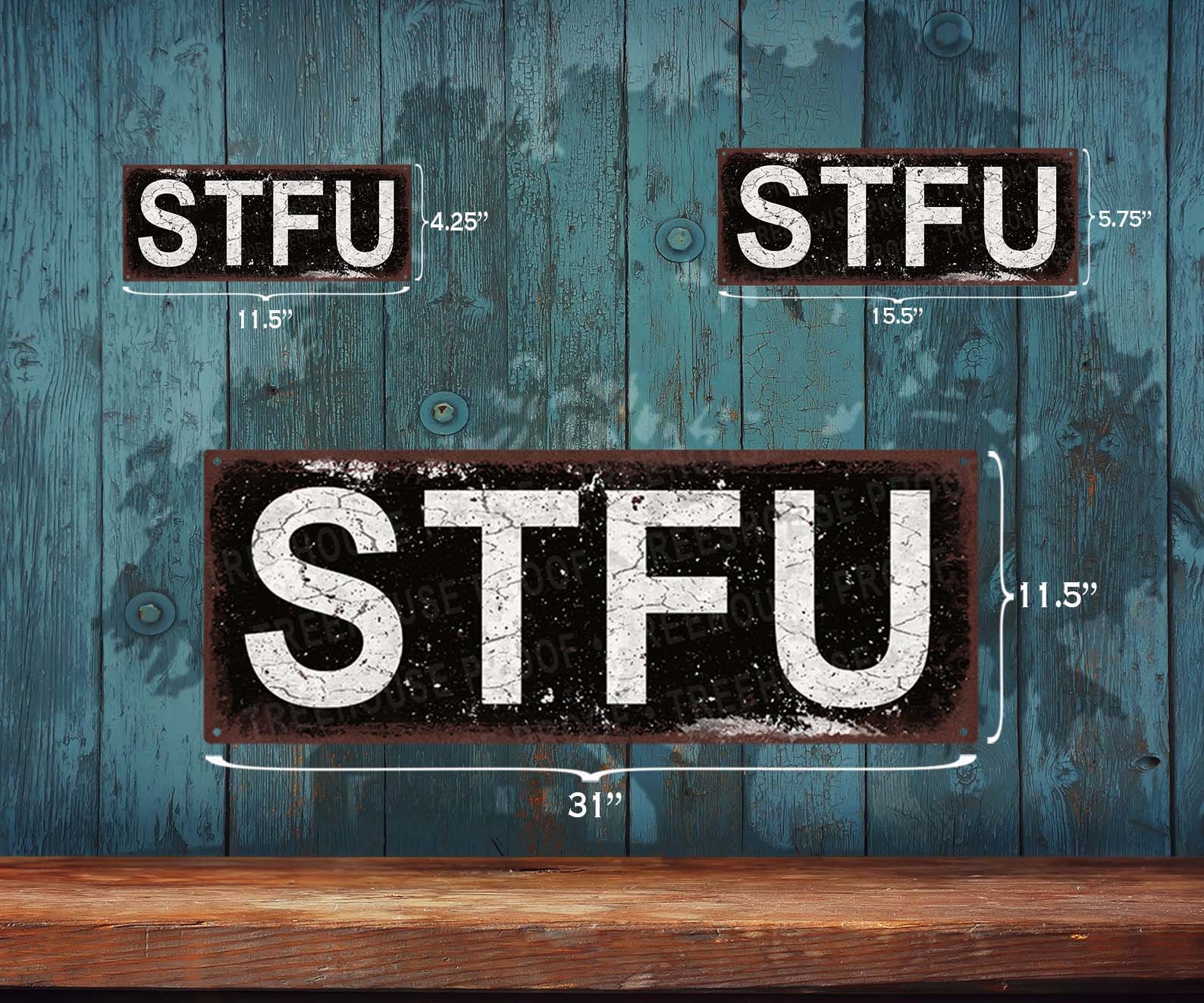 Stfuぺージ STFU - Shut the Fuck up - Rustic Looking Aluminum Sign - Full