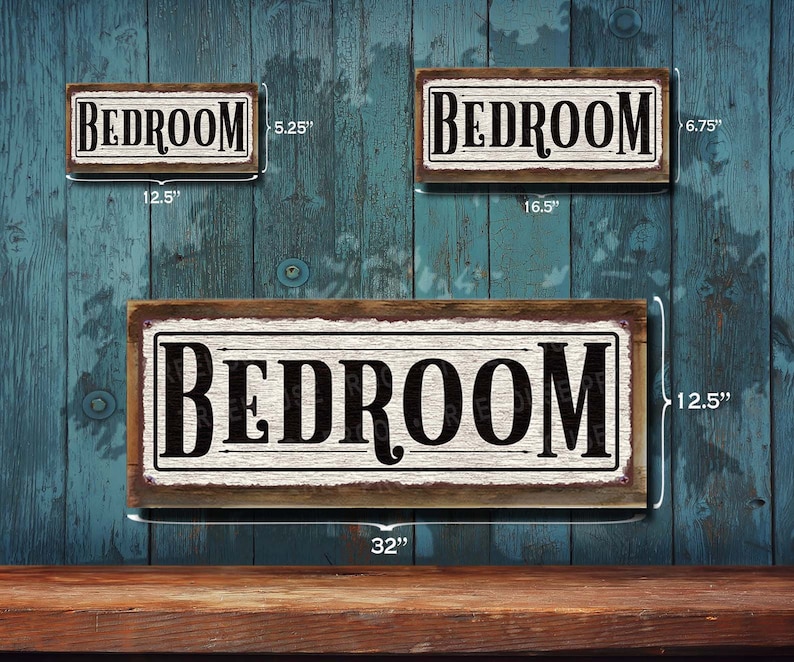 Bedroom Sign • White Rustic Looking Aluminum Sign - Customizable ...