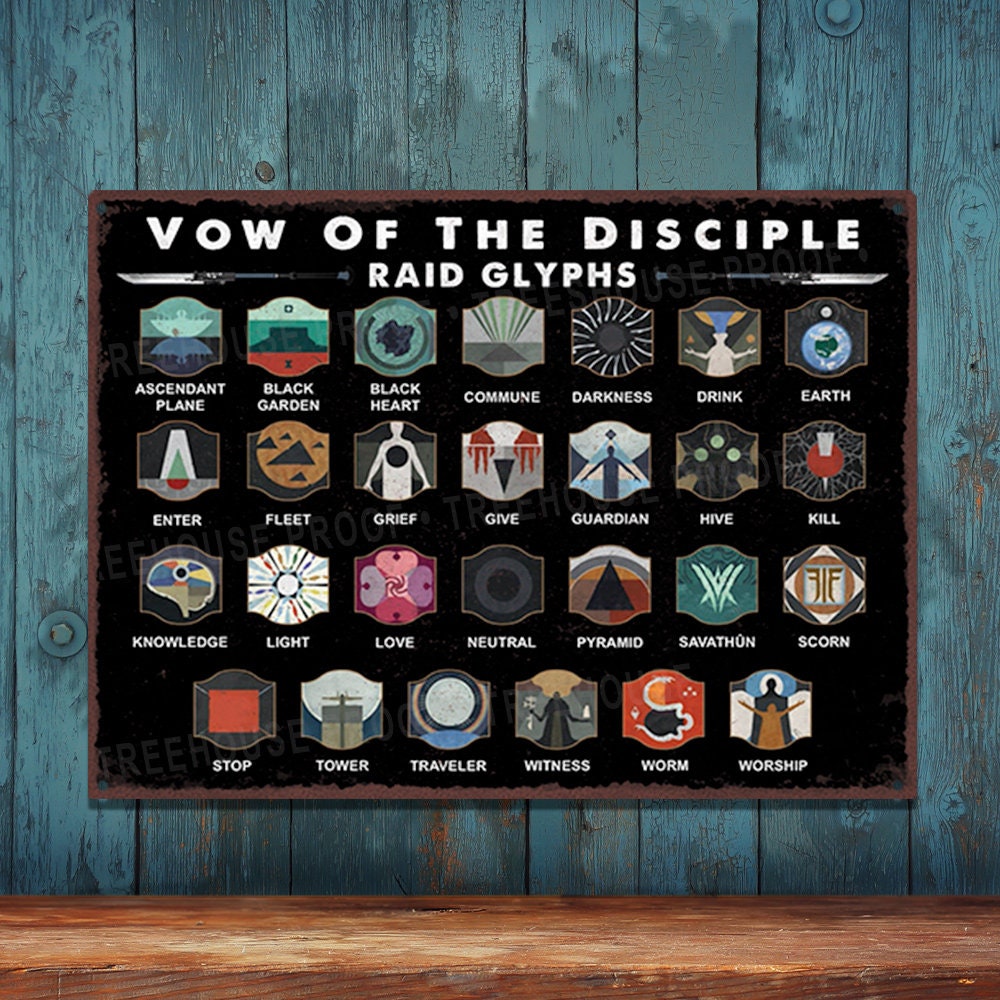 Vow of the Disciple Raid Glyphs Rustic Looking Metal Sign - Etsy Finland