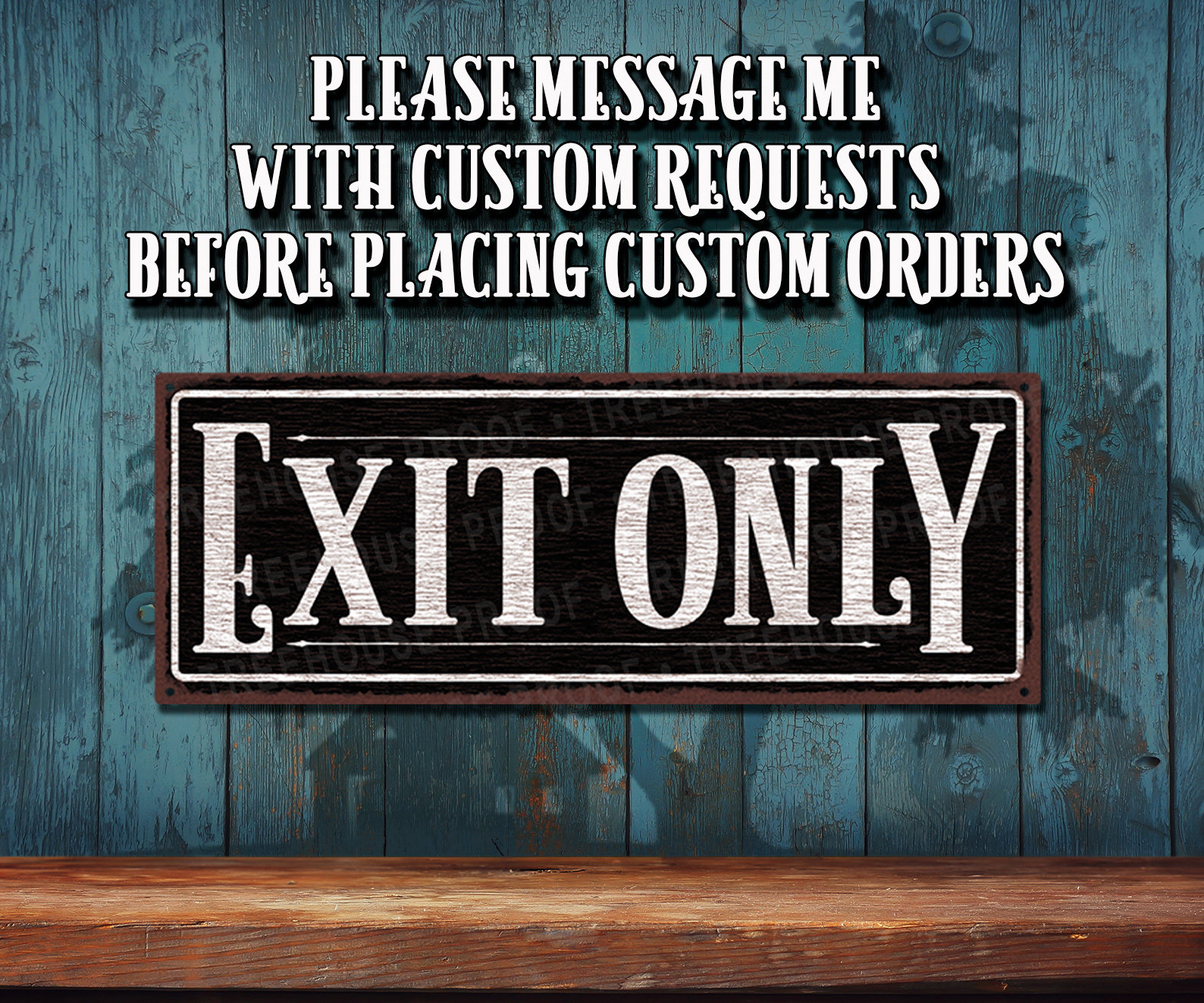 Exit Only Metal Sign: - Black Rustic Looking Metal Sign • Customizable ...