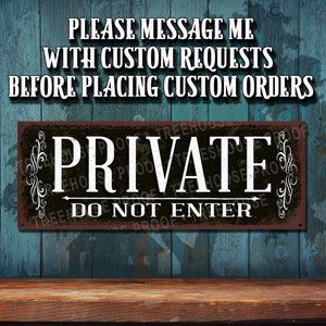 Private Do Not Enter Sign  -Serif Black Rustic Looking Aluminum Sign - Color Imprint On Rustproof Aluminum - Made in the USA - THC2875-A