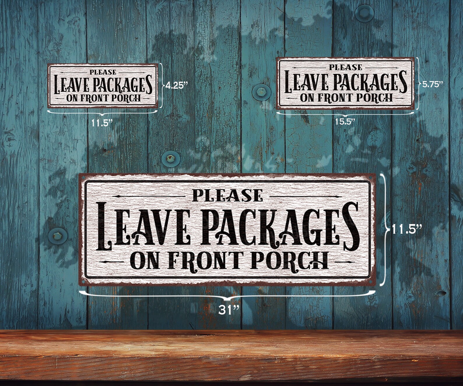 Rustic Packages Sign Leave Packages on Front Porch Metal Sign: Rustic Looking - Customizable ...