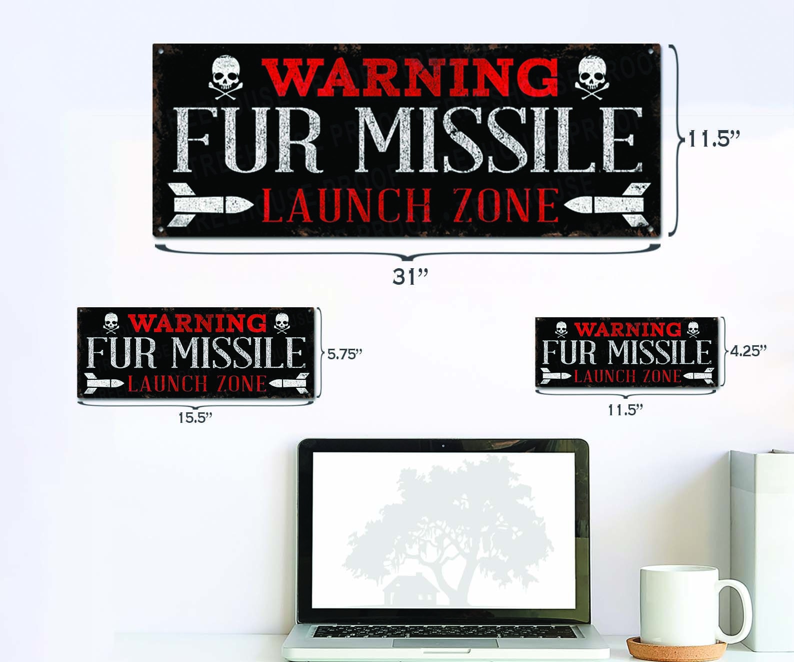 Warning Fur Missile Launch Zone Sign - Distressed Black Rustic Looking ...