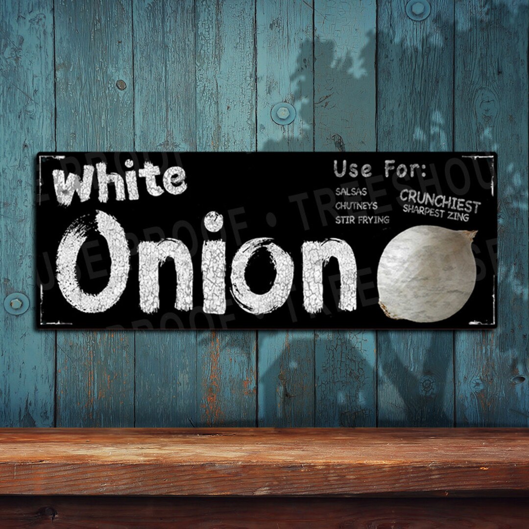White Onion Metal Kitchen Sign - Rustic Chalkboard Looking Aluminum ...