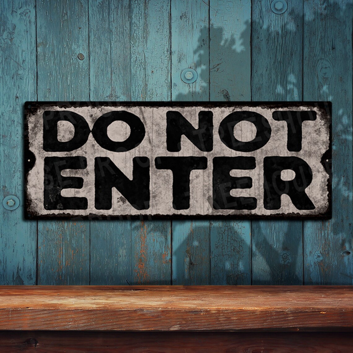 Do Not Enter - Rustic Looking Metal Sign - Customizable - Color Print ...
