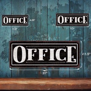 Office Metal Sign • Black Rustic Looking Aluminum Sign • Color Imprint ...
