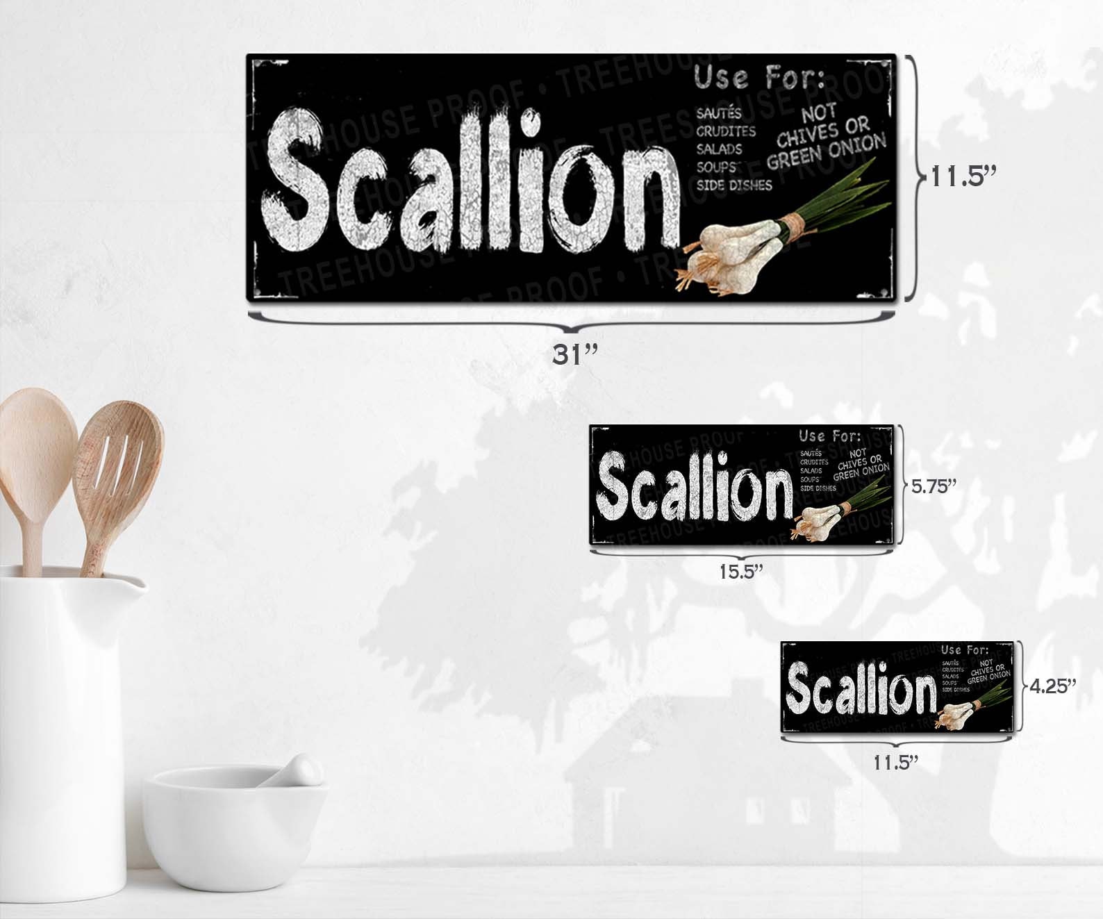 Scallion Metal Kitchen Sign - Rustic Chalkboard Looking