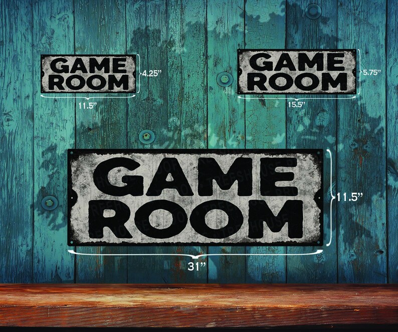 Game Room Metal Sign • Customizable • Rustic Looking Color Imprint on ...