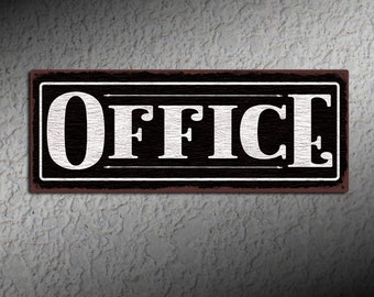 Office Sign • Black Rustic Looking Aluminum Sign • Color Imprint on Rustproof Aluminum • Made In USA – THC2160-A