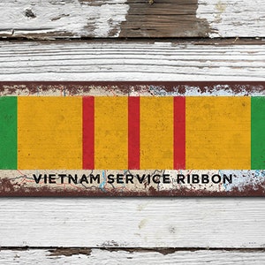 Vietnam Service Ribbon - Rustic Looking Aluminum Sign - Customizable - Color Imprint on Rustproof Aluminum Made In The USA • THC2073-A