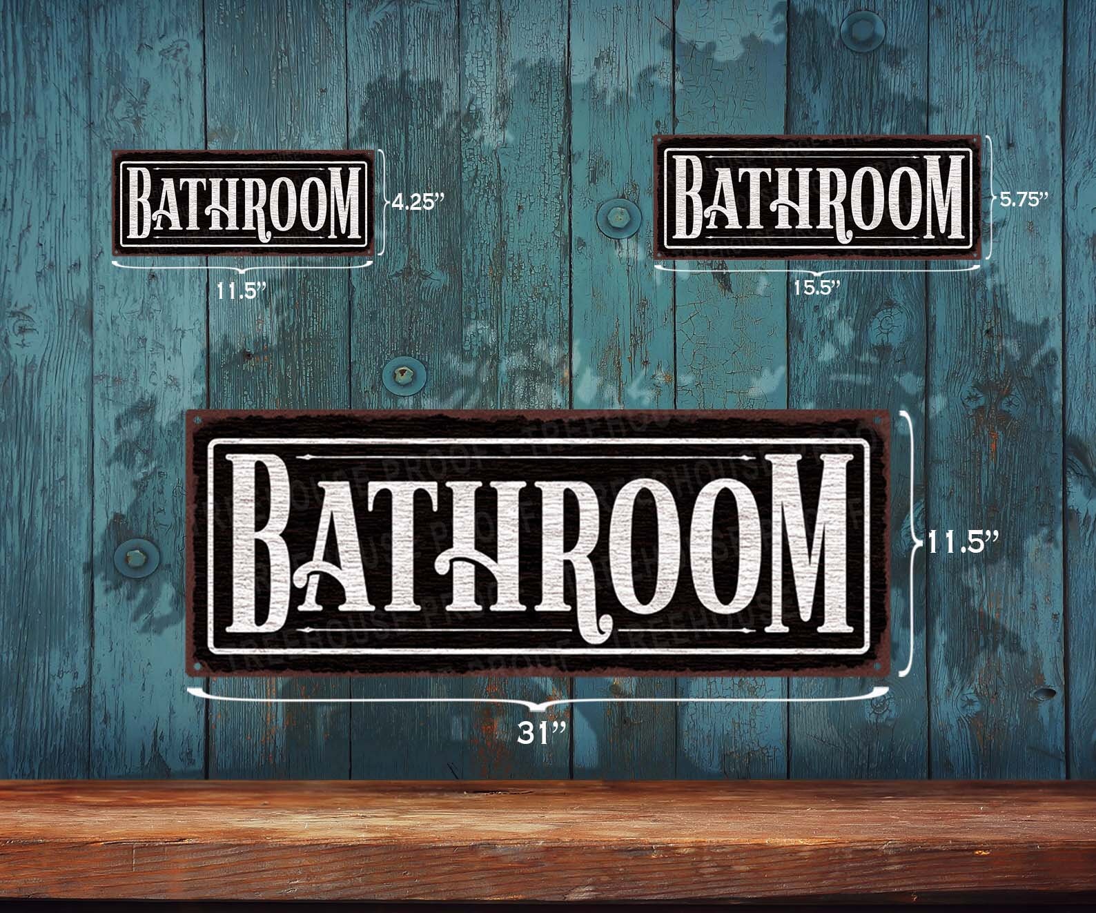 Bathroom Sign Black Rustic Looking Aluminum Sign Color Etsy