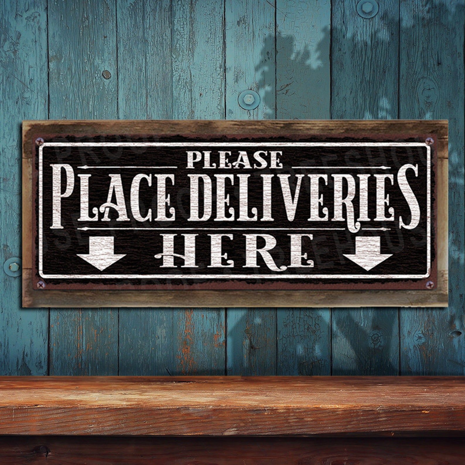 Place Delivery Notes Sign Place Deliveries Here – Delivery Drop-off Metal Sign: Rustic Look ...