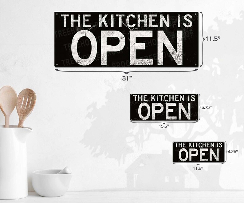 The Kitchen is Open Rustic Looking Aluminum Sign Color - Etsy