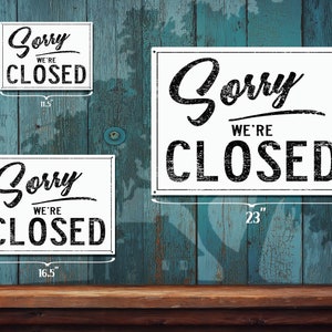 2 Sided Open & Closed Metal Sign Black and White Rustic Looking Print ...