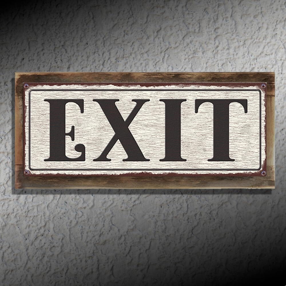 Exit Metal Sign - White Rustic Looking Metal Sign • Customizable Color ...
