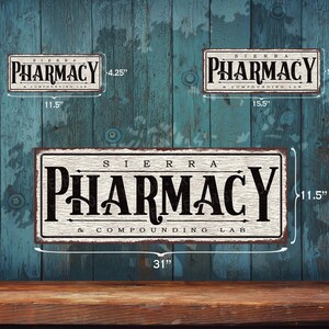 Sierra Pharmacy • Vintage Metal Sign • Rustic Looking Aluminum Sign ...
