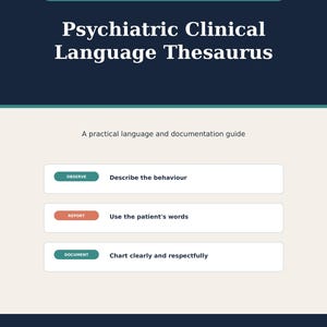 Thésaurus du langage clinique psychiatrique (PDF), Guide de documentation en santé mentale pour les équipes cliniques