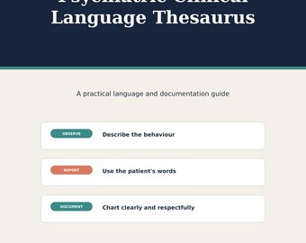 Psychiatric Clinical Language Thesaurus PDF, Mental Health Documentation Guide for Clinical Teams