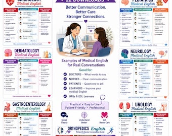 Guides de conversation en anglais médical – 22 documents imprimables à télécharger pour les médecins, les infirmières, les patients et les diplômés internationaux en médecine (IMG)