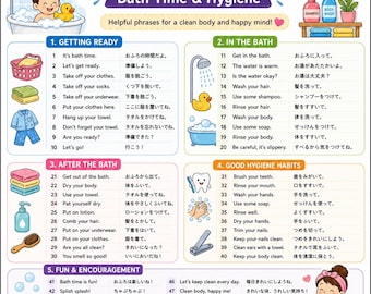 Pack quotidien anglais-japonais pour enfants | Téléchargement instantané