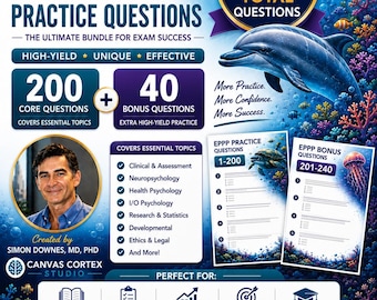 240 questions d'entraînement EPPP | Guide d'étude pour l'examen de psychologie | 200 questions essentielles + 40 questions bonus | Téléchargement instantané