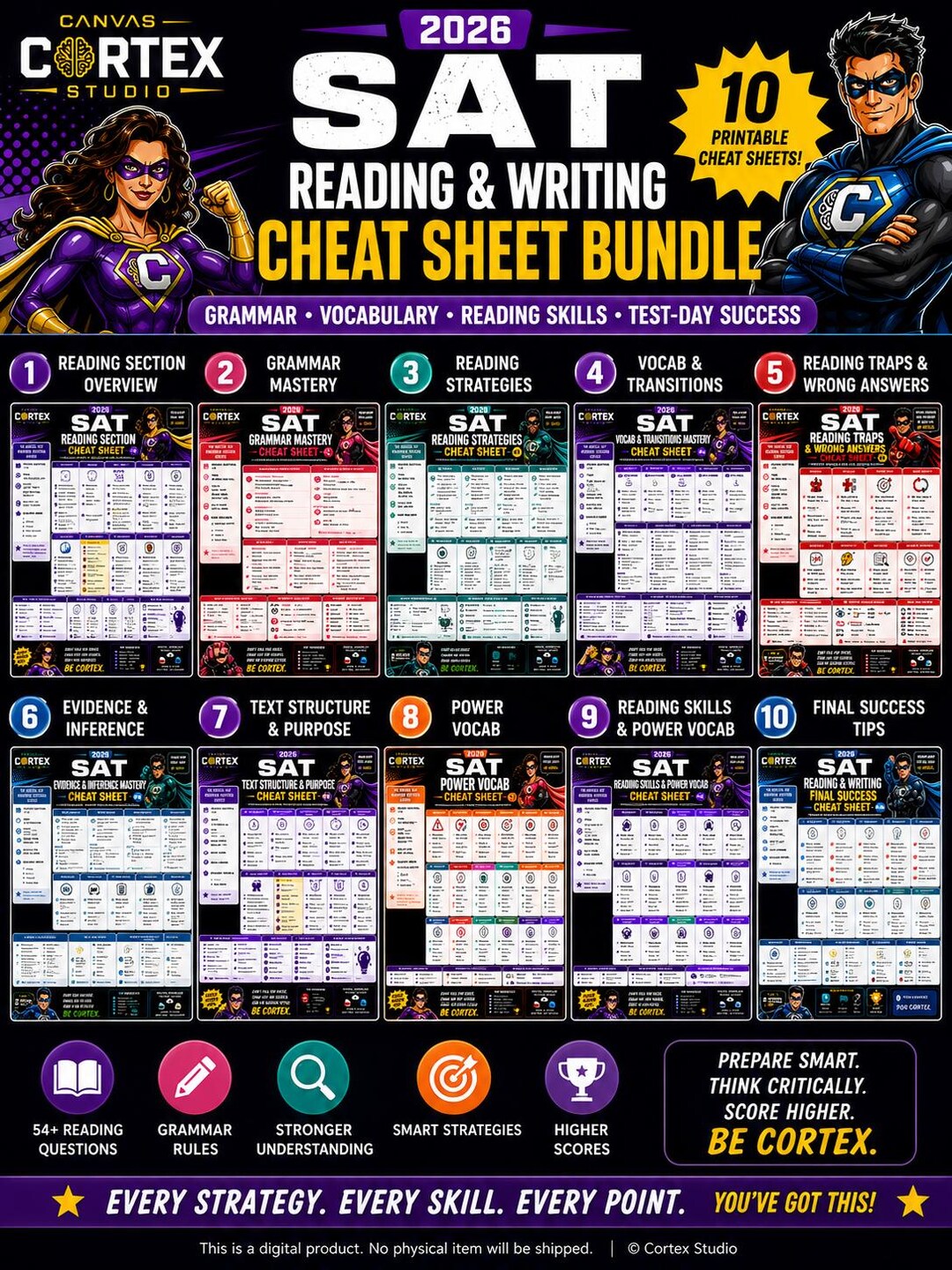 2026 SAT Reading & Writing Cheat Sheet BUNDLE (10) | Instant Download Ten Files - Etsy